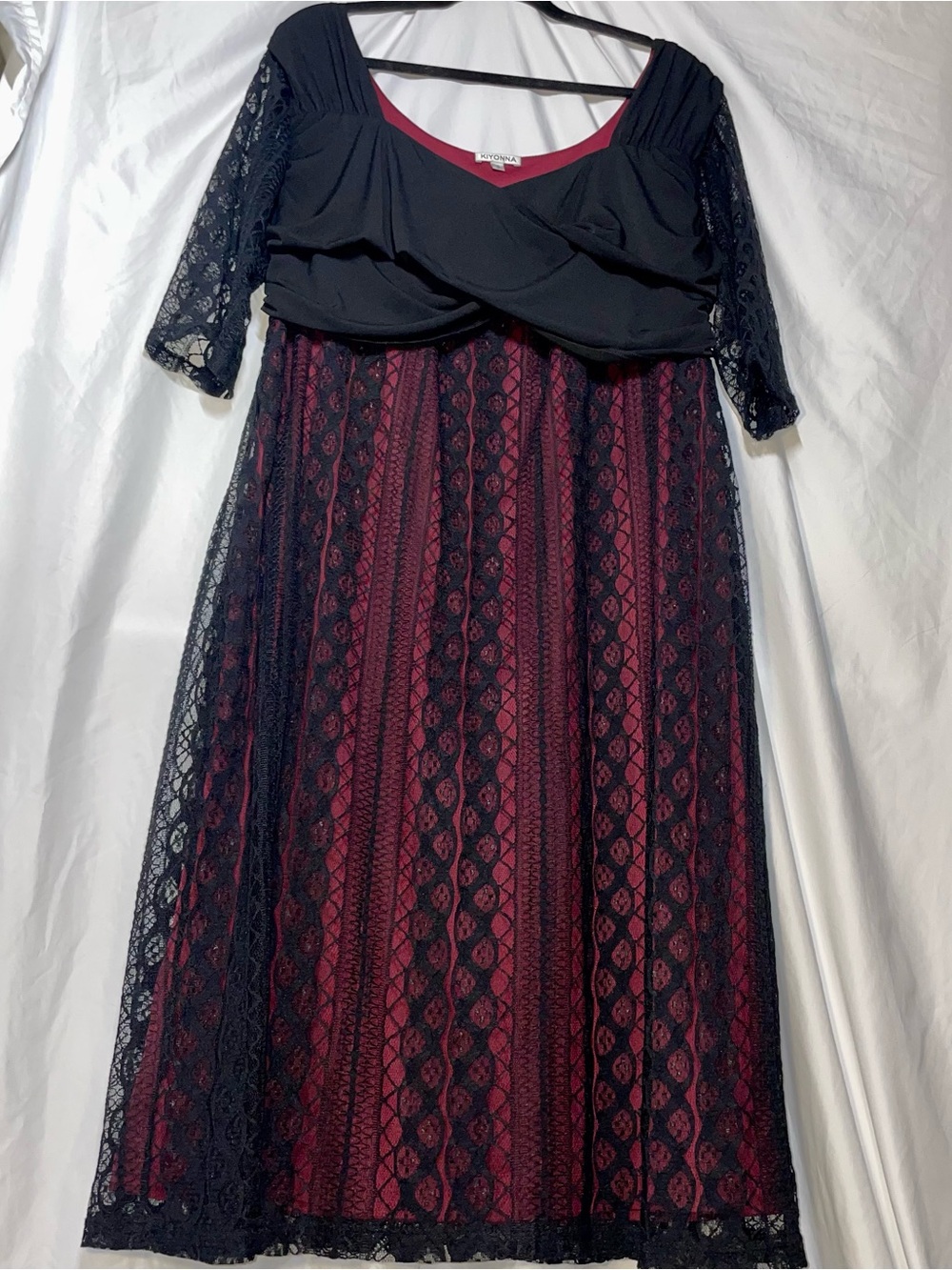 Kiyonna Red & Black Lace A-line Dress Size 2X Women's